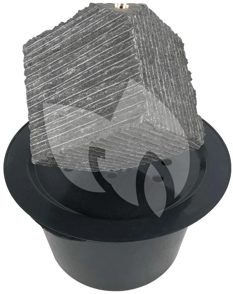 Kubus Waterornament Natuursteen LED 38 Cm Doorsnede 2 Kubus Waterornament Natuursteen LED 38 Cm Doorsnede